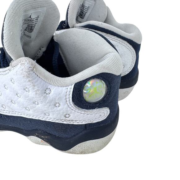 Air Jordan 13 Retro 'Obsidian' Kids Size 8C White Leather Lace Up DJ3004-144 - Picture 7 of 8